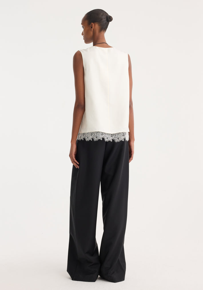 Lace-trimmed silk top | cream