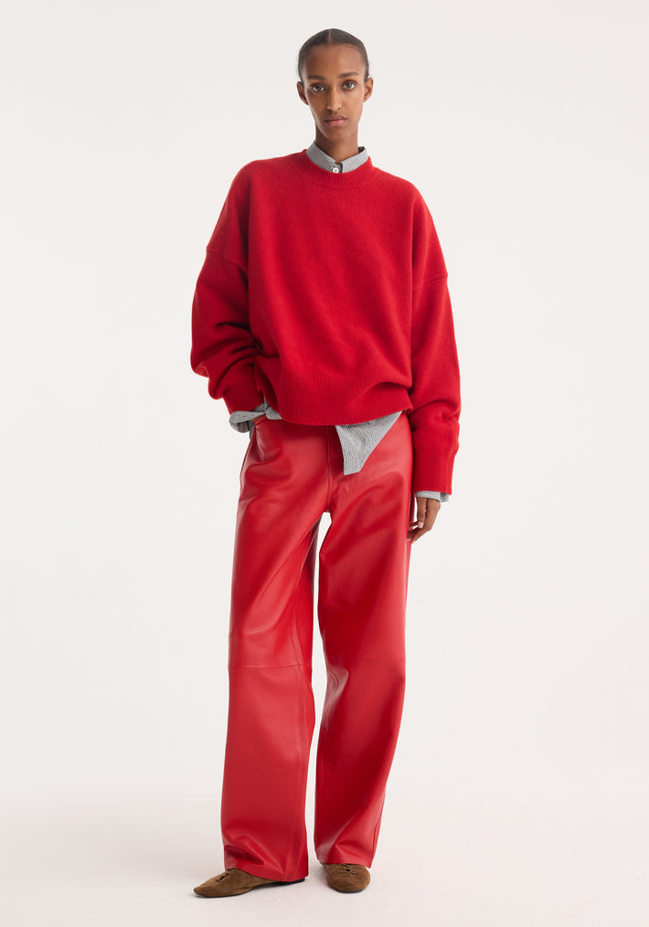 Baggy leather trousers | rosso