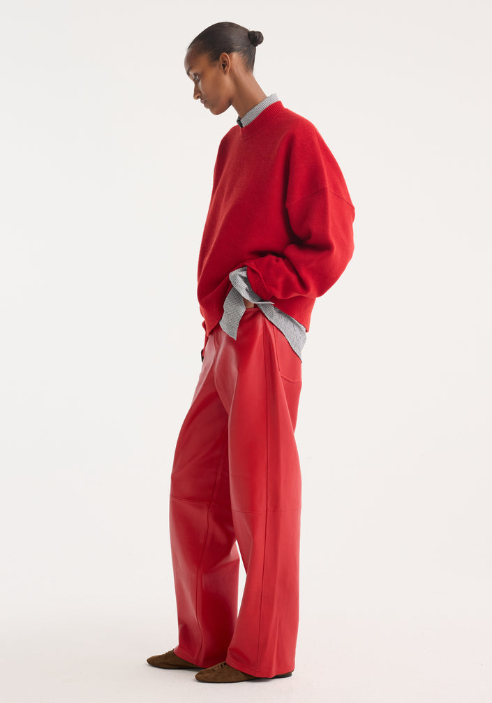 Baggy leather trousers | rosso