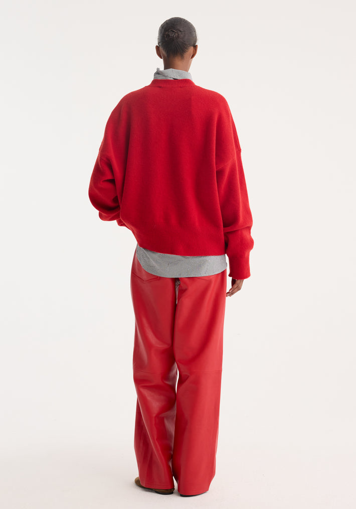 Baggy leather trousers | rosso