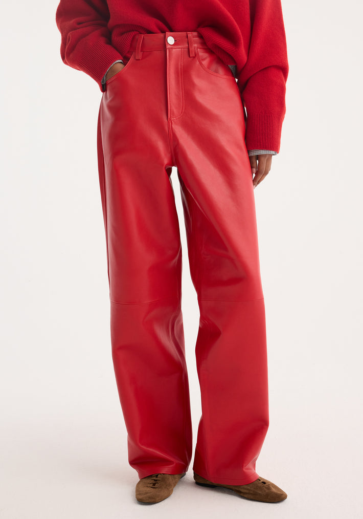 Baggy leather trousers | rosso