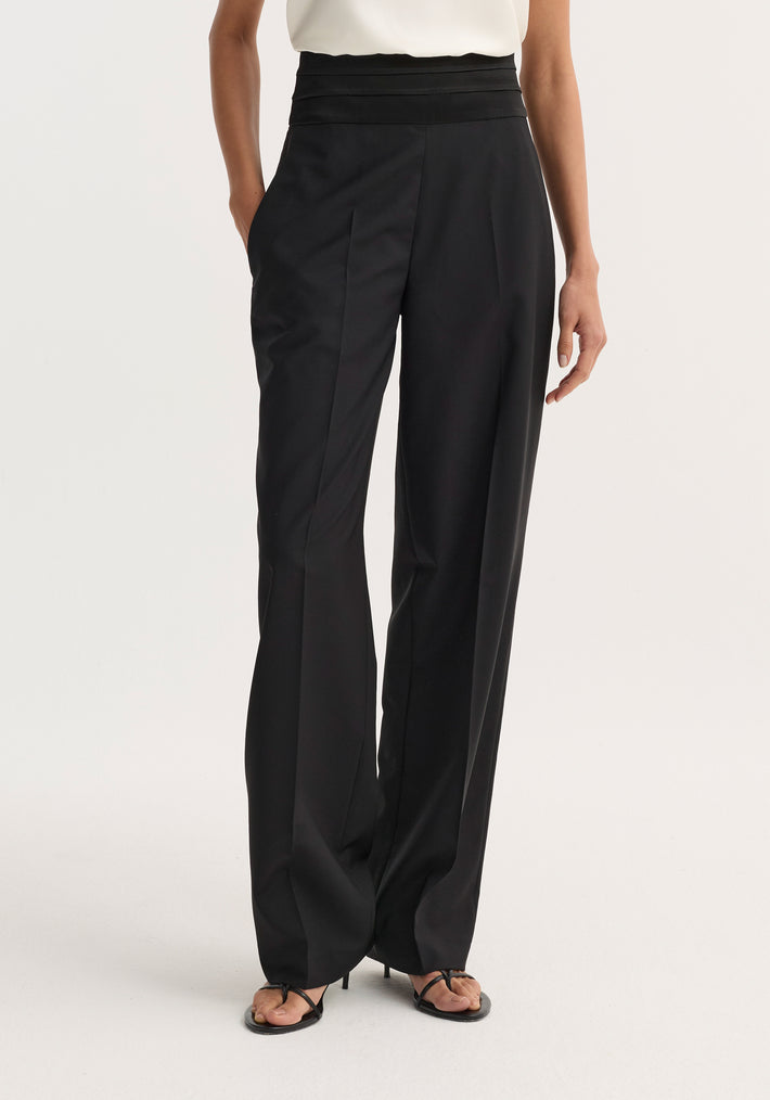 Satin cumberband trousers | black