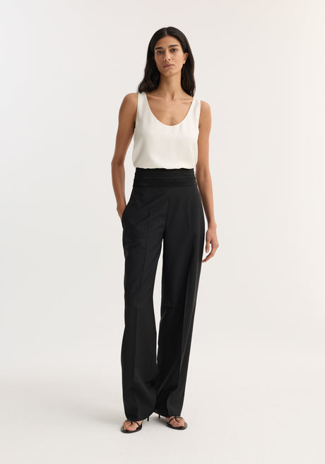 Satin cumberband trousers | black
