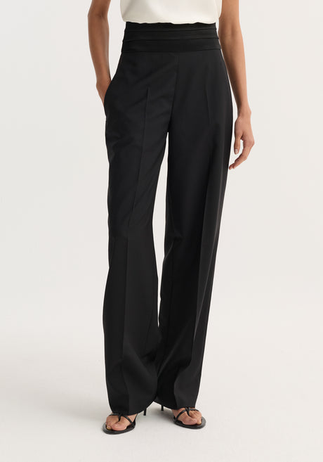 Satin cumberband trousers | black