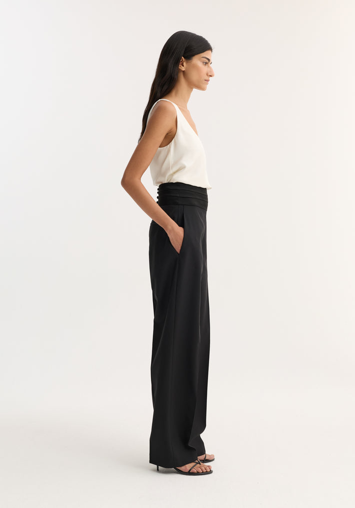 Satin cumberband trousers | black