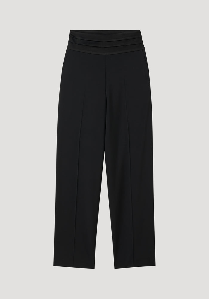 Satin cumberband trousers | black