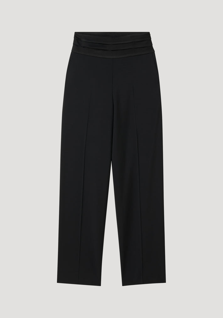 Satin cumberband trousers | black