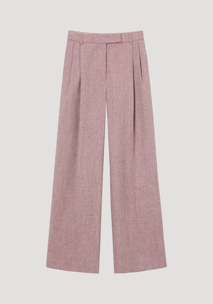 Mid-waist tweed trousers | mauve melange