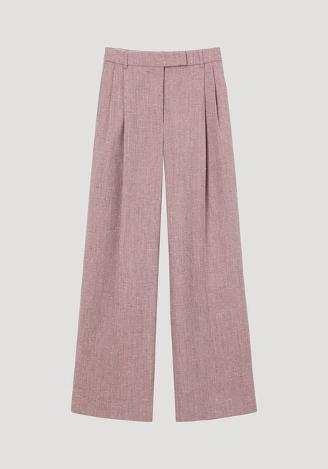 Mid-waist tweed trousers | mauve melange