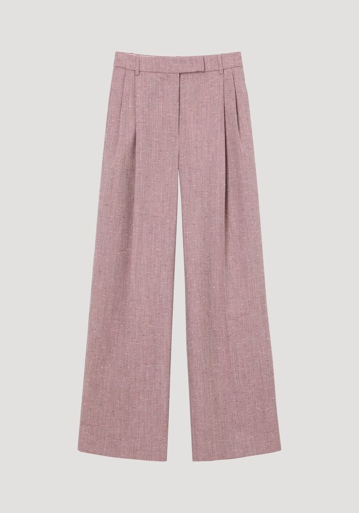 Mid-waist tweed trousers | mauve melange