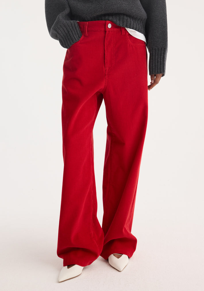 Relaxed corduroy trousers | rosso