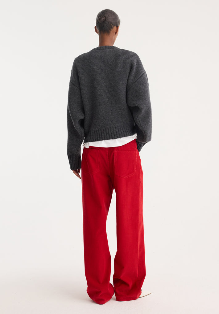 Sculptural compact crewneck | mid grey melange