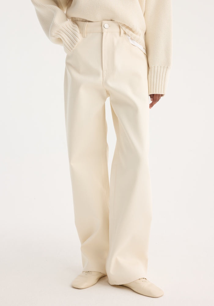 Compact cotton trousers | off white
