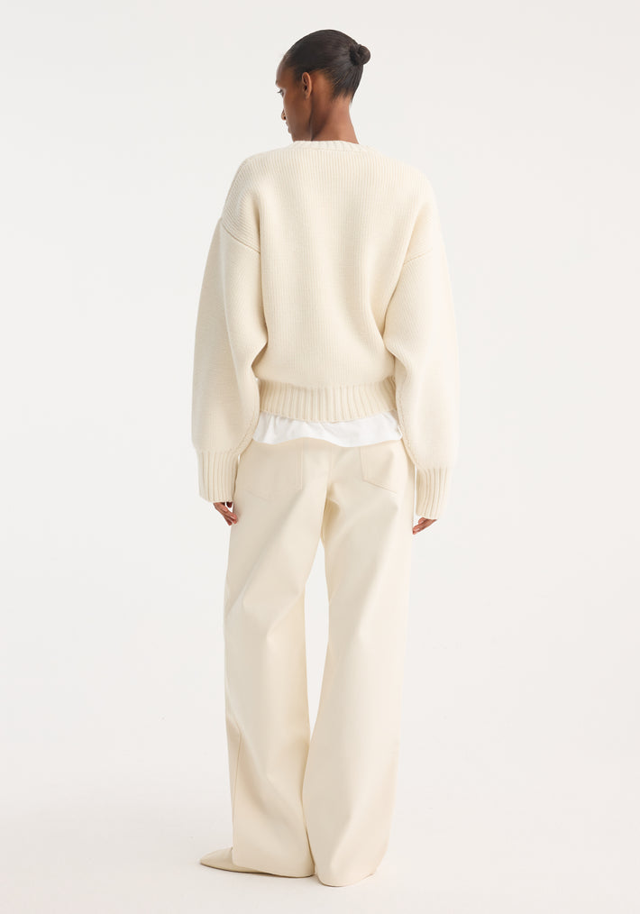 Compact cotton trousers | off white