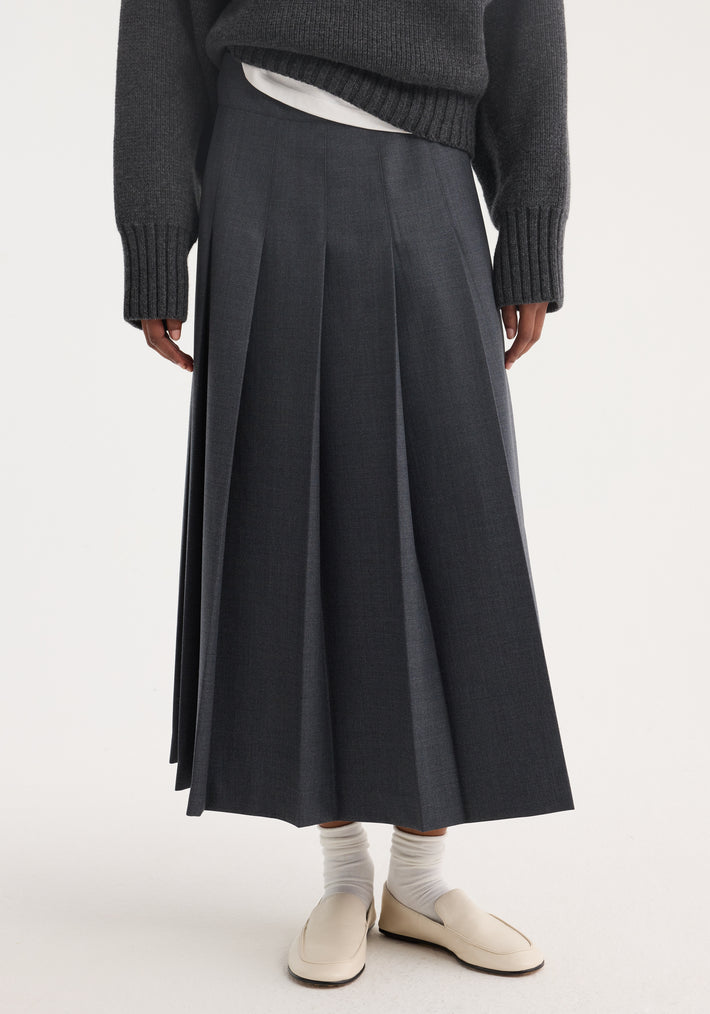 Pleated wrap skirt | dark grey melange