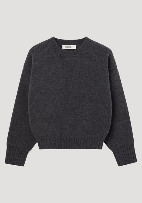Sculptural compact crewneck | mid grey melange