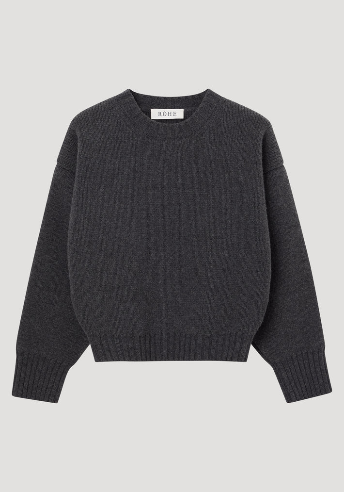 Sculptural compact crewneck | mid grey melange