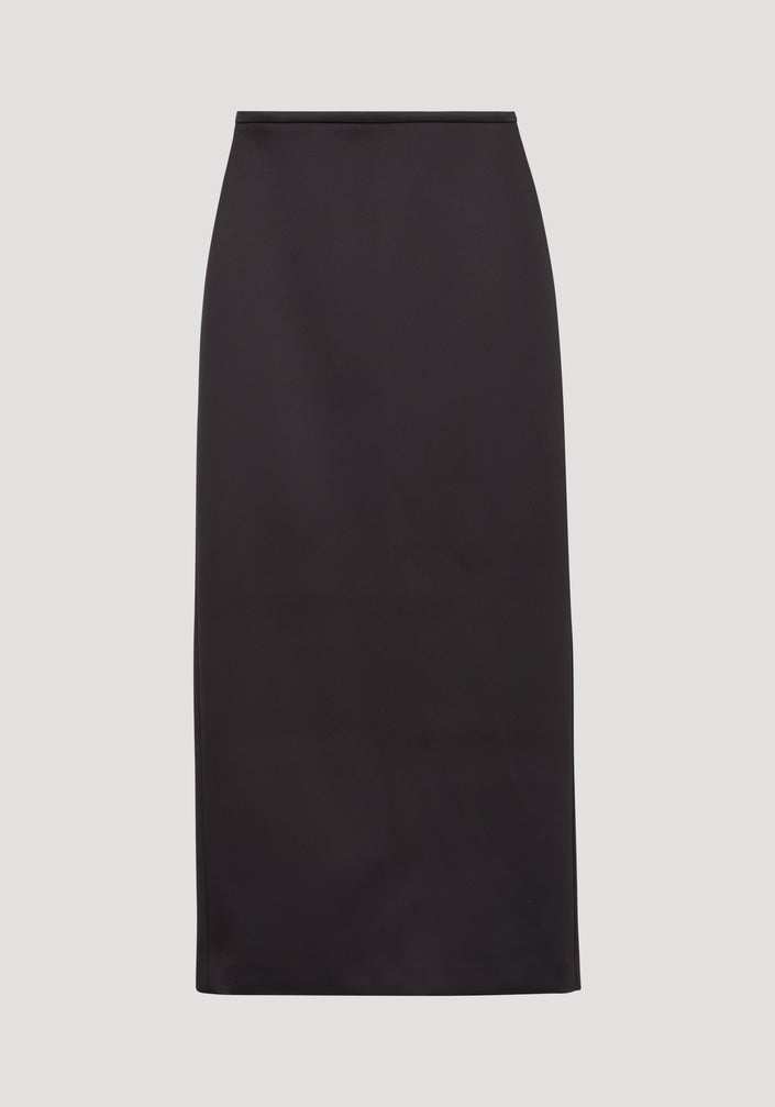 Column satin skirt | black
