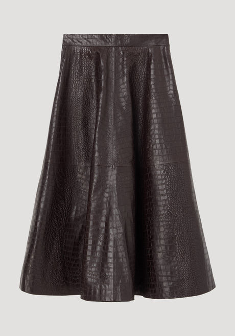 A-line croco skirt | mahogany