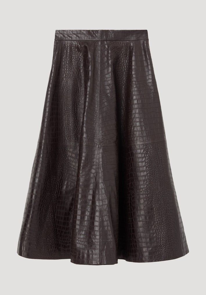 A-line croco skirt | mahogany