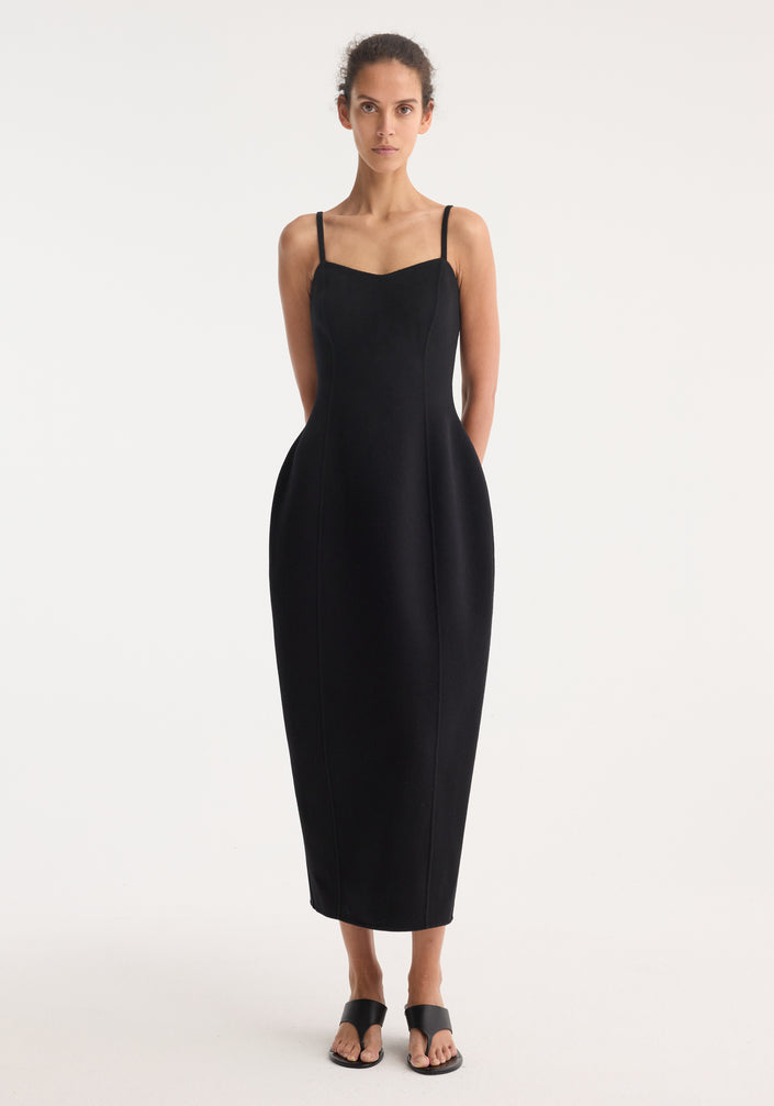 Sculptural double-faced dress | black