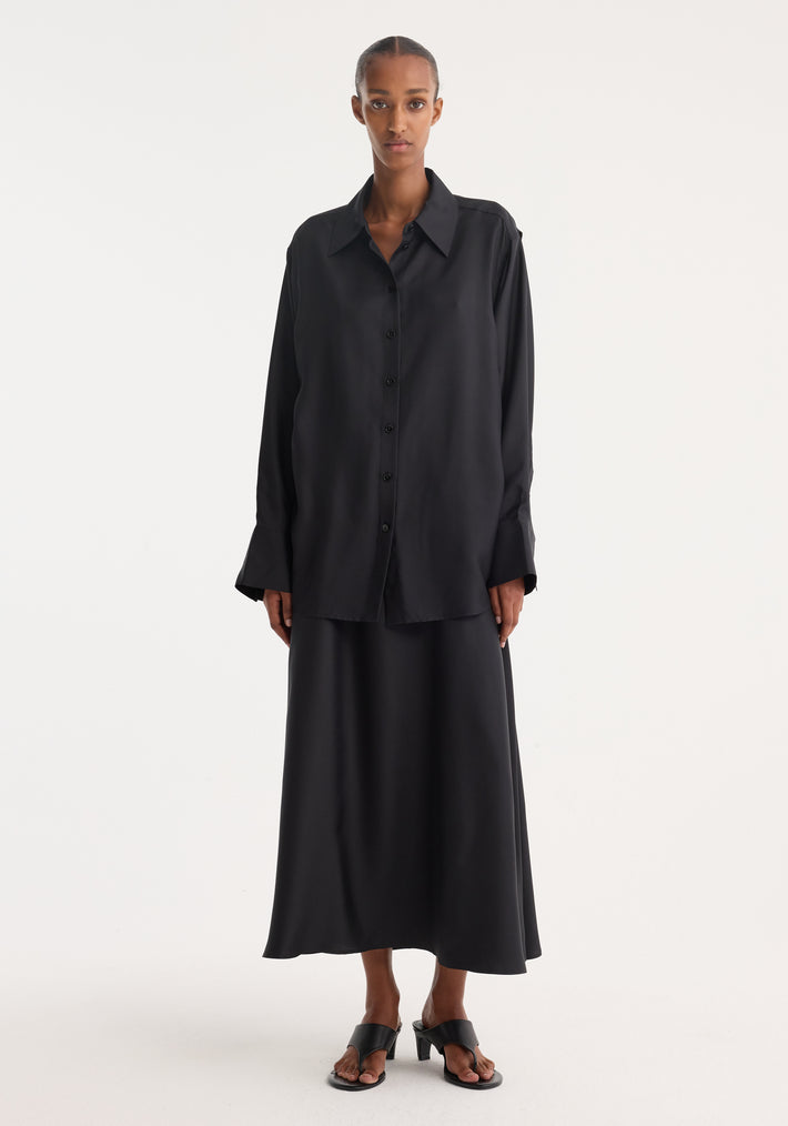 Silk gilet-dress | black