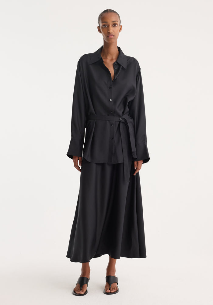 Silk gilet-dress | black