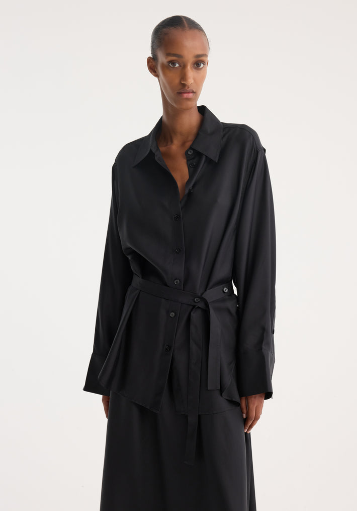 Silk gilet-dress | black