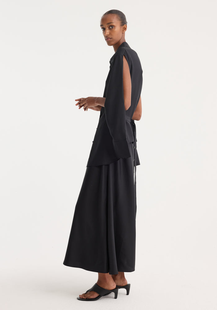 Silk gilet-dress | black