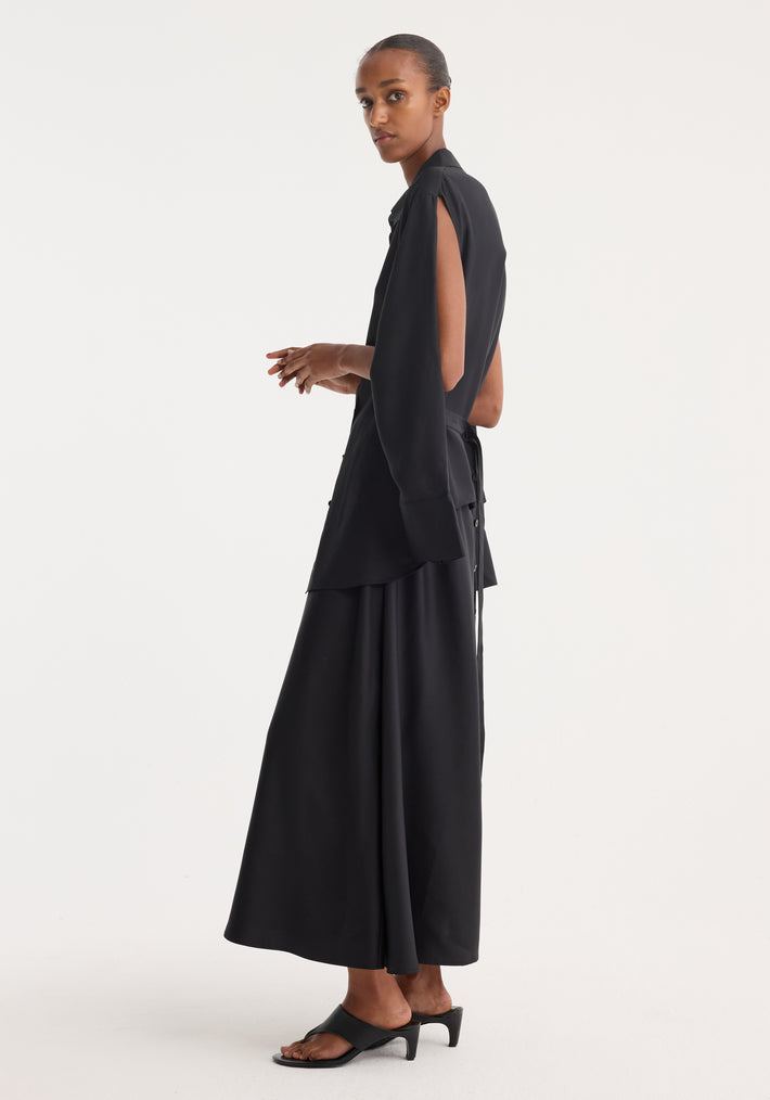 Silk gilet-dress | black