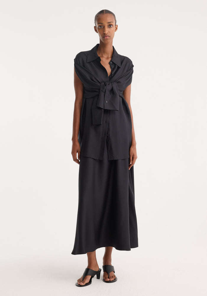 Silk gilet-dress | black