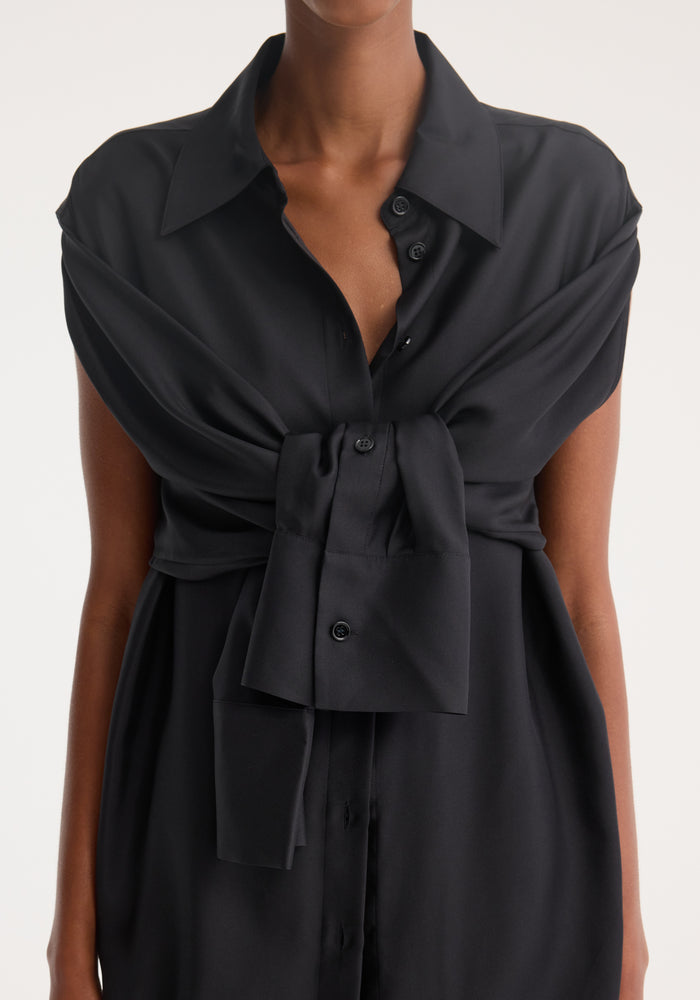 Silk gilet-dress | black