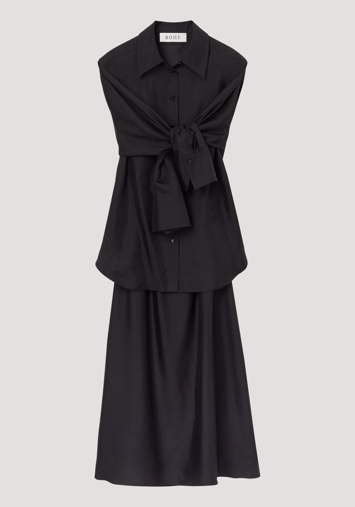 Silk gilet-dress | black