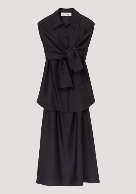 Silk gilet-dress | black