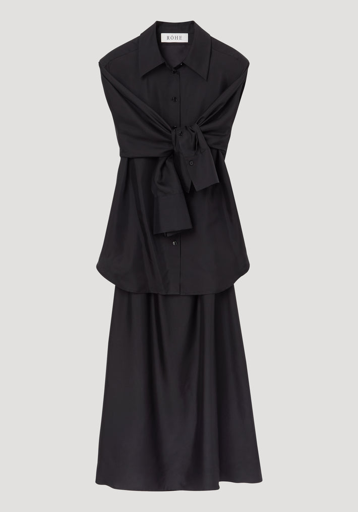 Silk gilet-dress | black