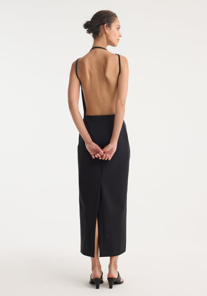 Open back dress | black