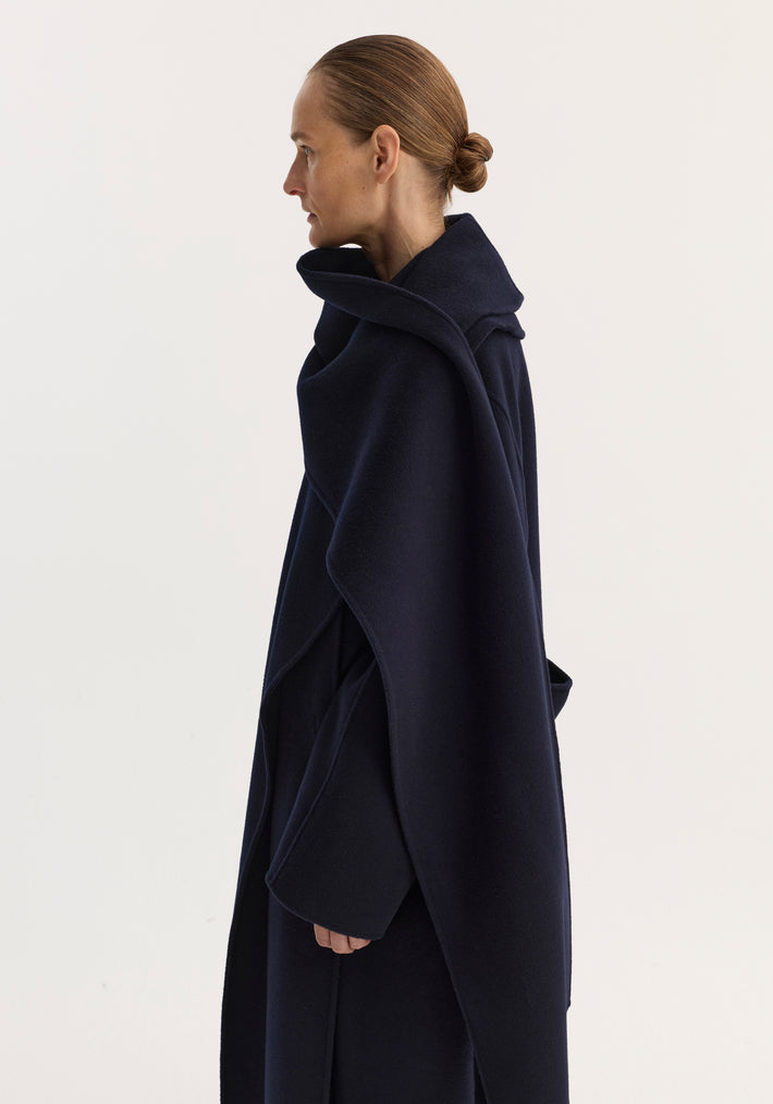 Signature double-faced scarf coat | navy