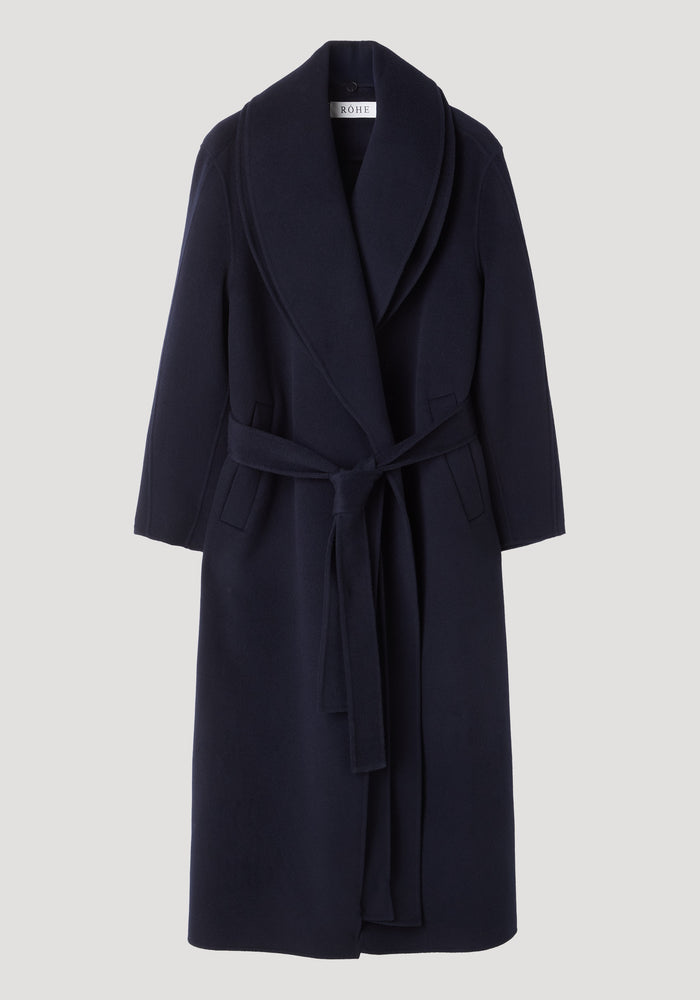 Signature double-faced scarf coat | navy