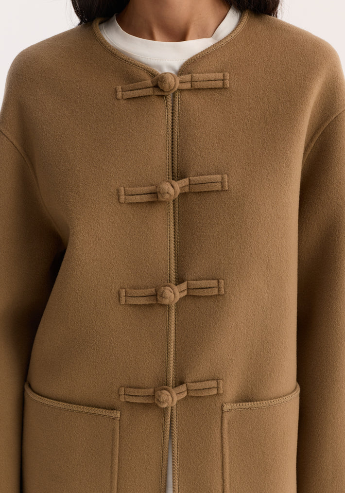 Mandarin double-faced wool jacket | camel