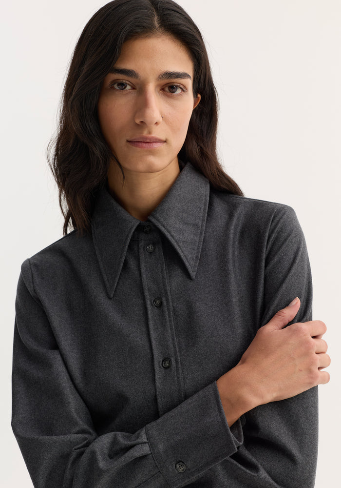 Fitted shirt | dark grey melange