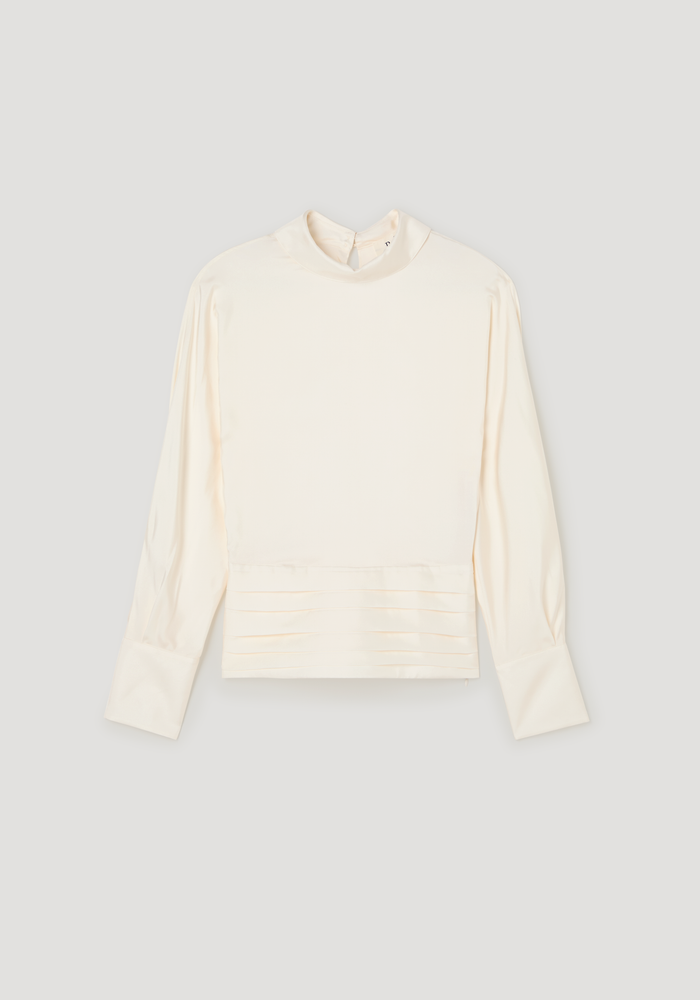 Tuxedo silk top | cream