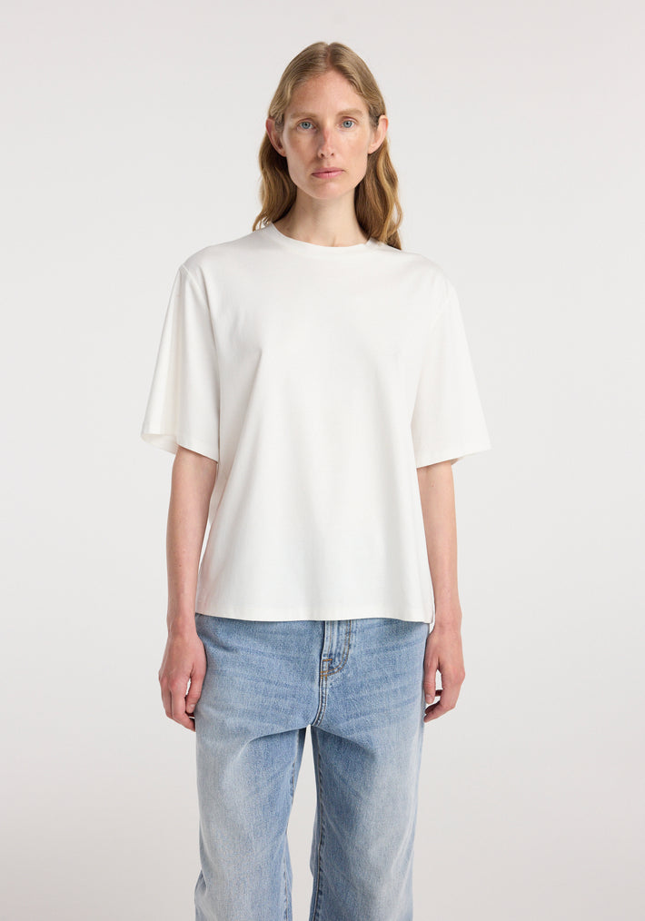 Oversized cotton silk t-shirt | off white