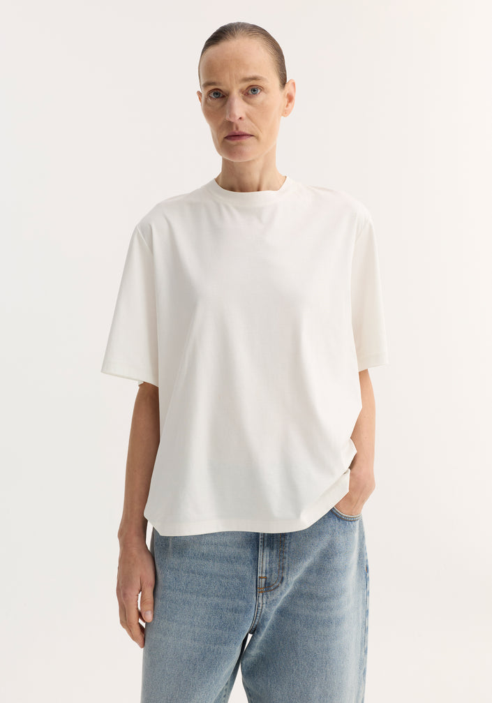 Oversized cotton silk t-shirt | off white