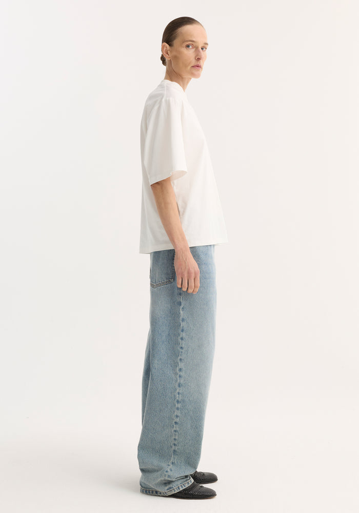 Oversized cotton silk t-shirt | off white