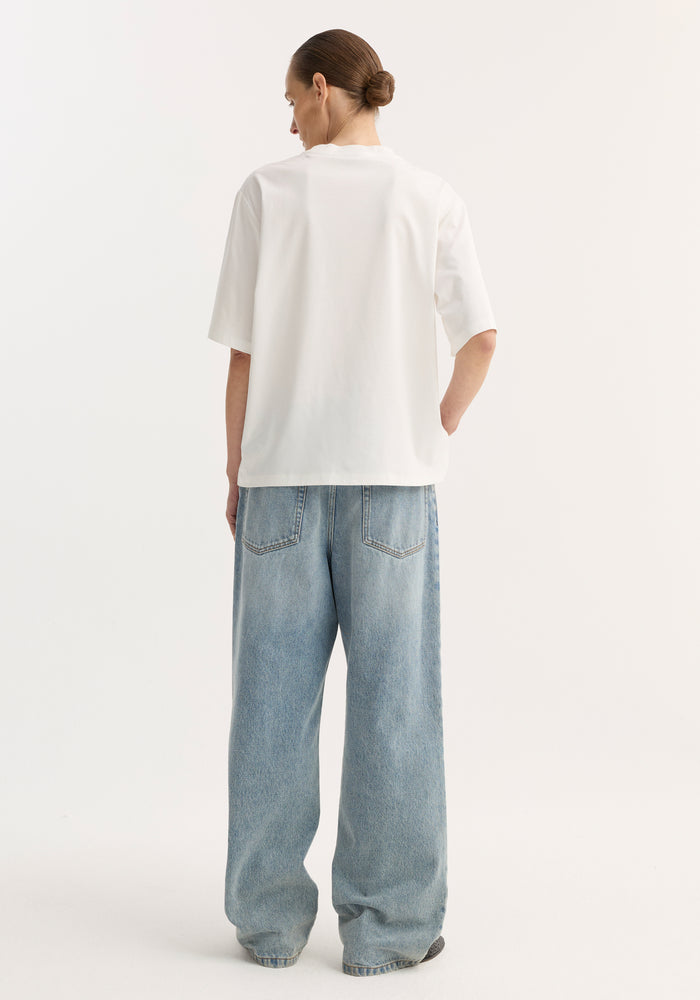 Oversized cotton silk t-shirt | off white