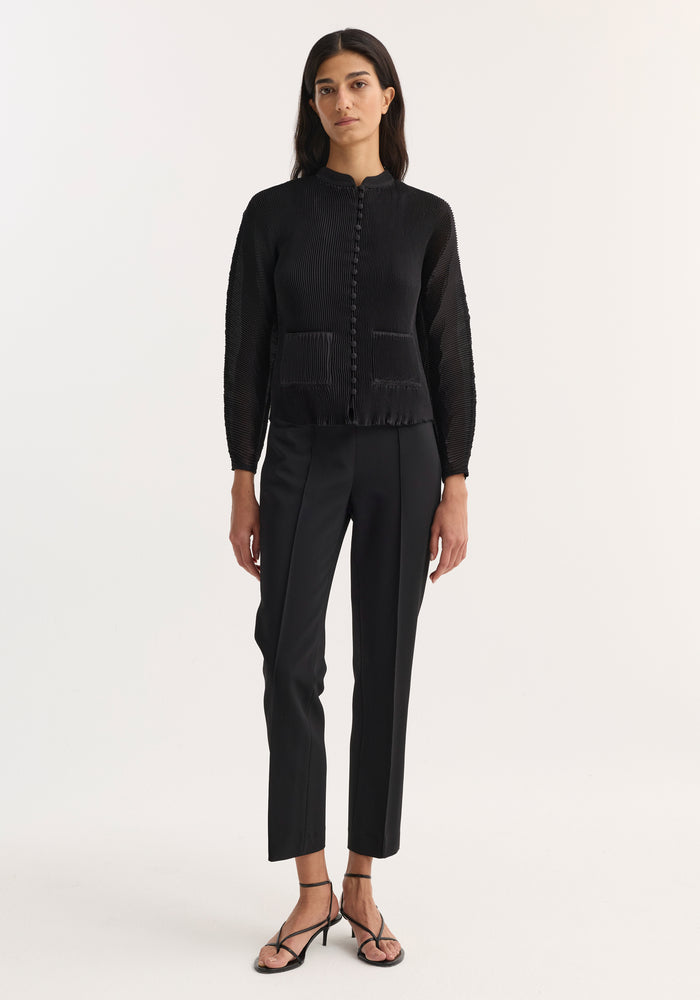 Plissé cardigan | black