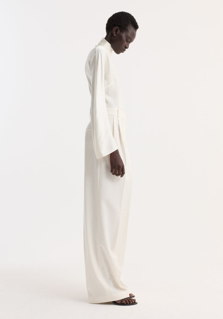 Satin waisted top | cream