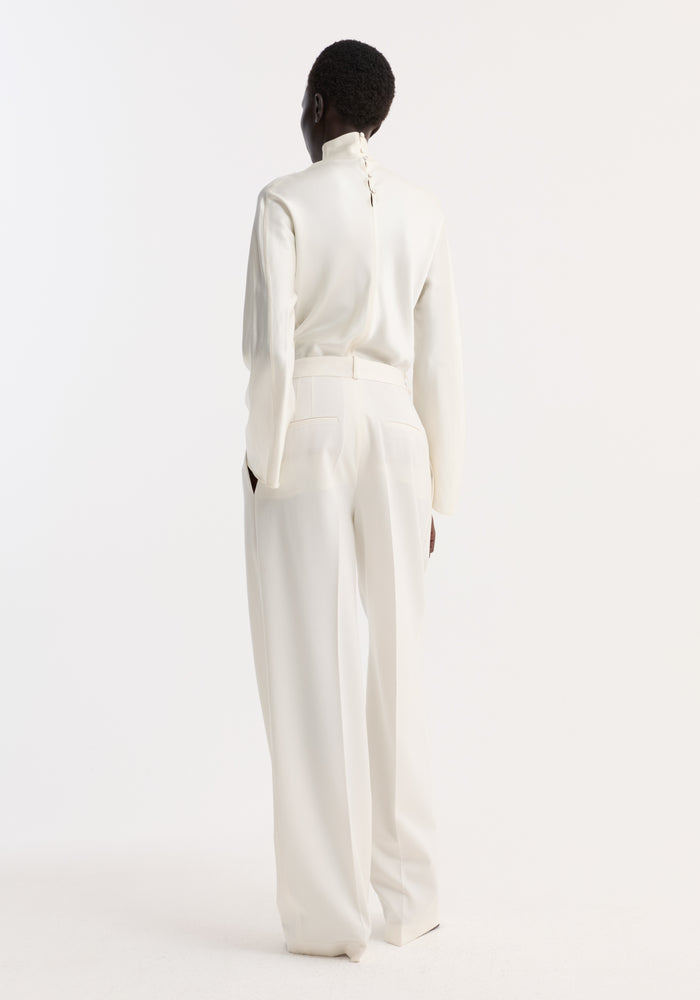 Satin waisted top | cream