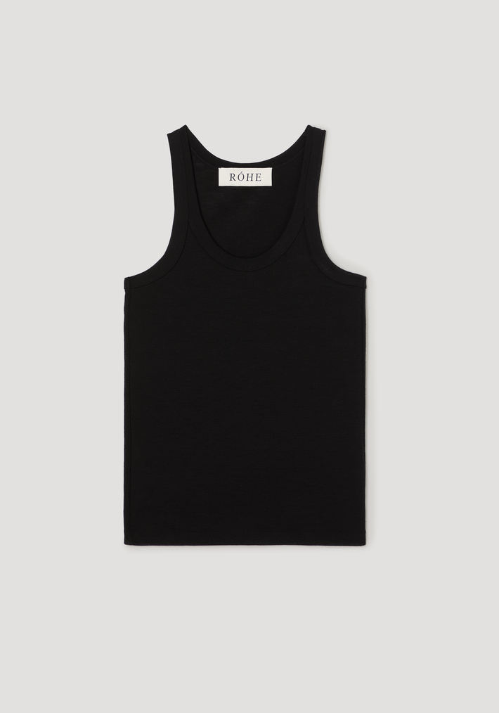 Merino scoop neck top | black