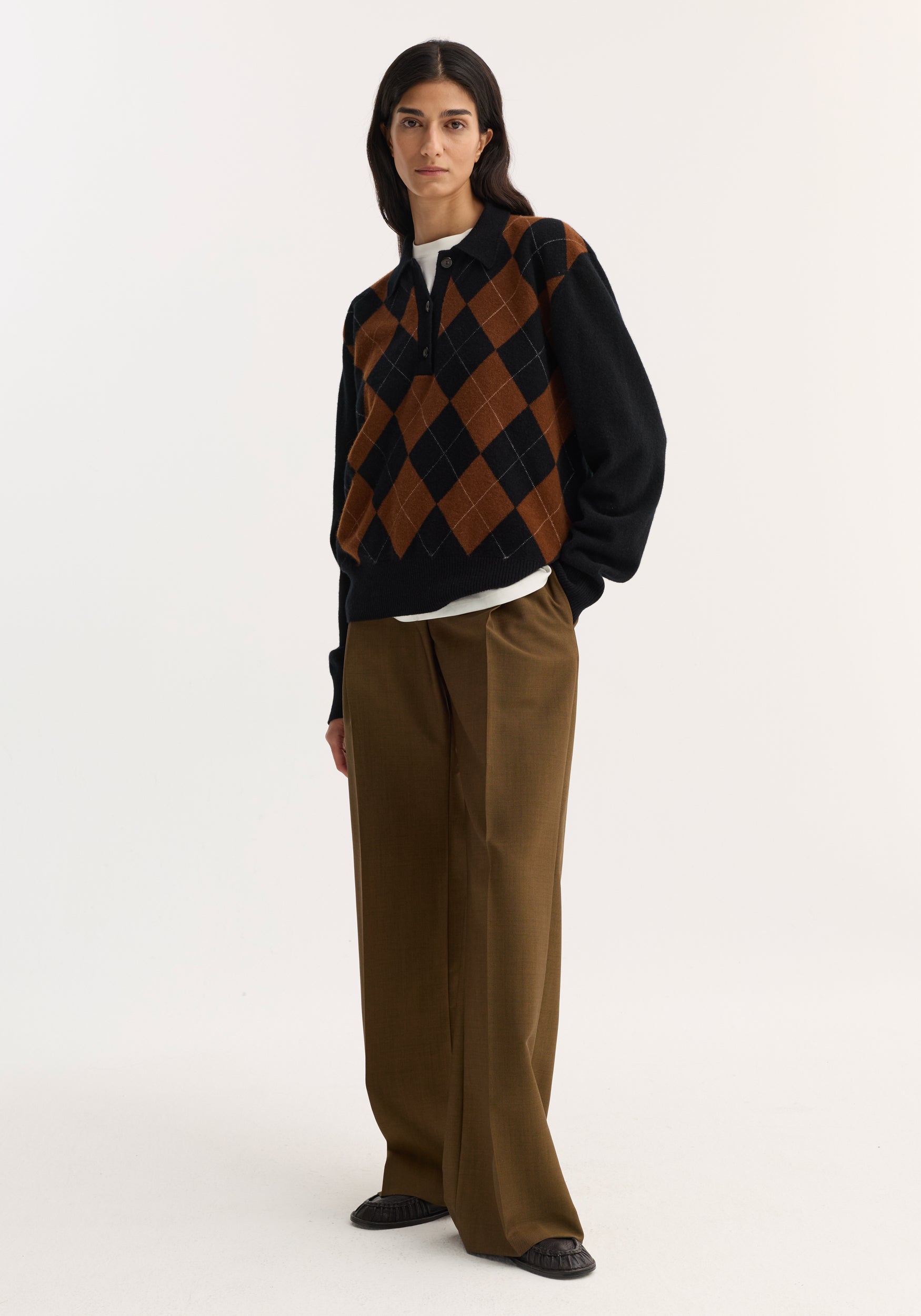 ＜BATONER×6(ROKU)＞ARGYLE CHECK ニット Checkers_Lis_Smith_Brooklyn_Tw
